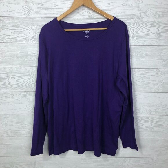St Johns Bay Women's Essential Tee Long Sleeve 100% Cotton Scoop Neck Size 2X - Picture 1 of 4